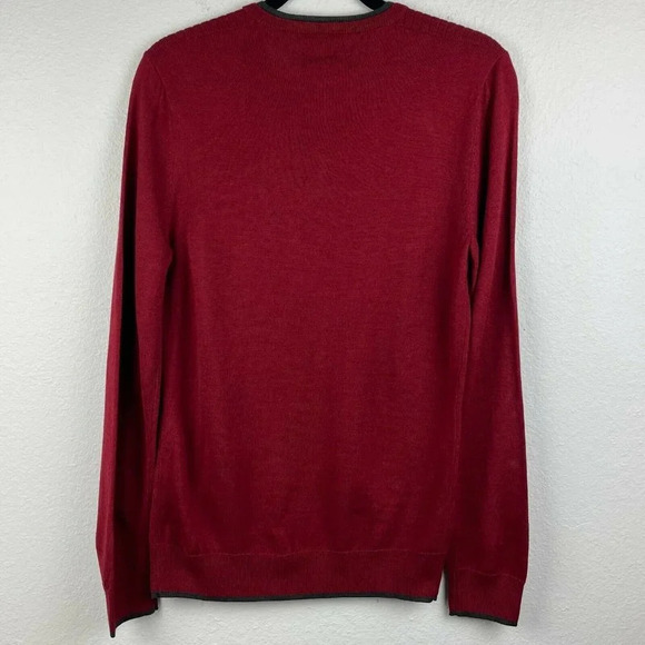 INC International Concepts Sweater Men's Sz S Pullover V-Neck Merino Wool Red - Picture 2 of 8